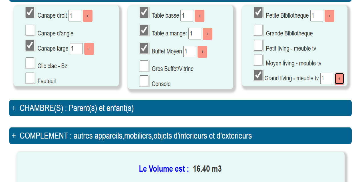 outil de calcul de volume